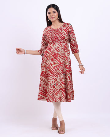 Designer Multi Embroidered Women's Kurti