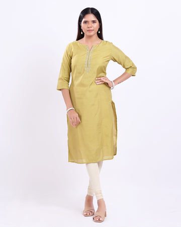 Designer Gold Solid Women's Kurti
