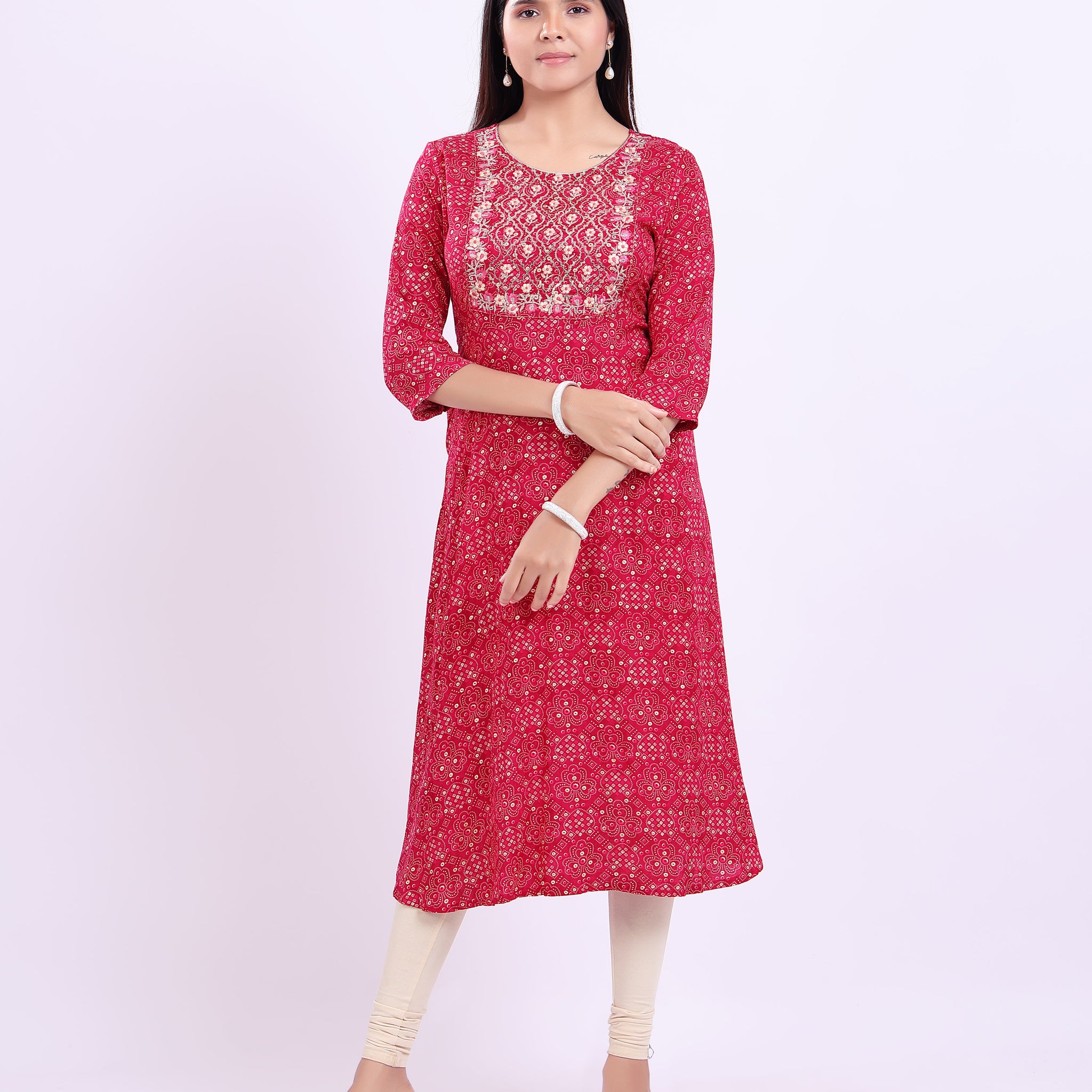 Women's Elegant Embroidered Women's  Kurta - Magenta