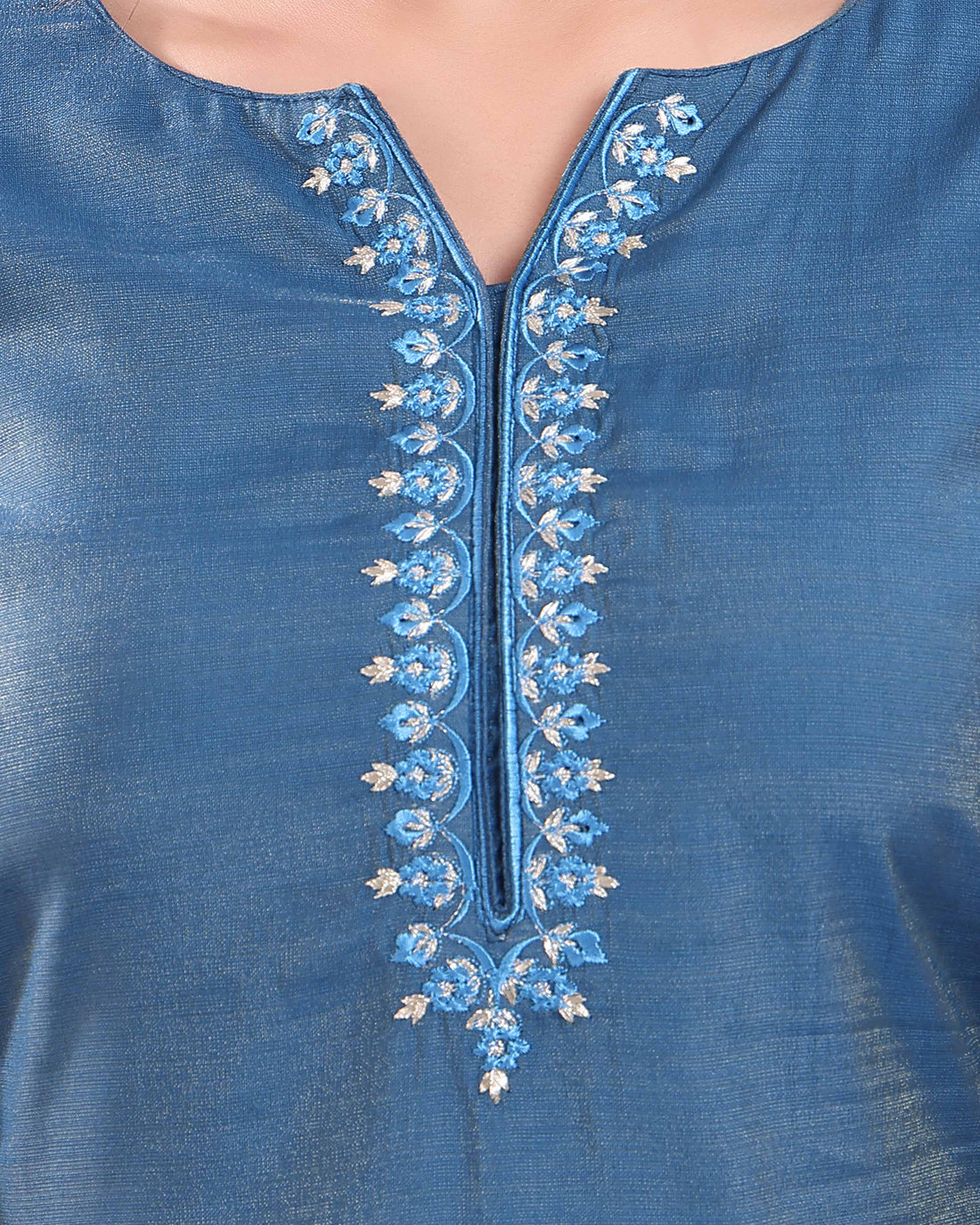 Women's Elegant Embroidered Kurta - Teal Blue