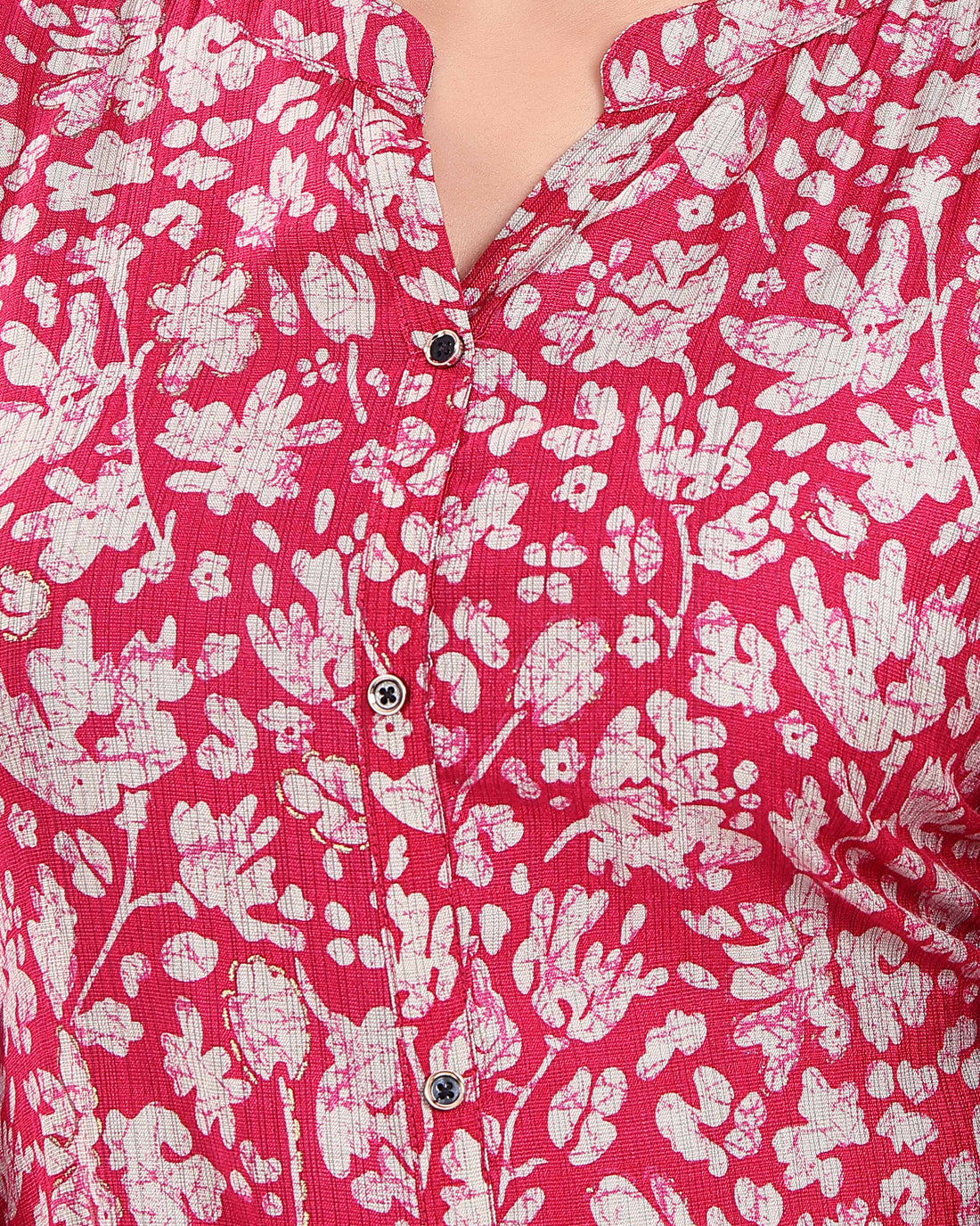 Women's Floral Printed A-Line Kurta - Red