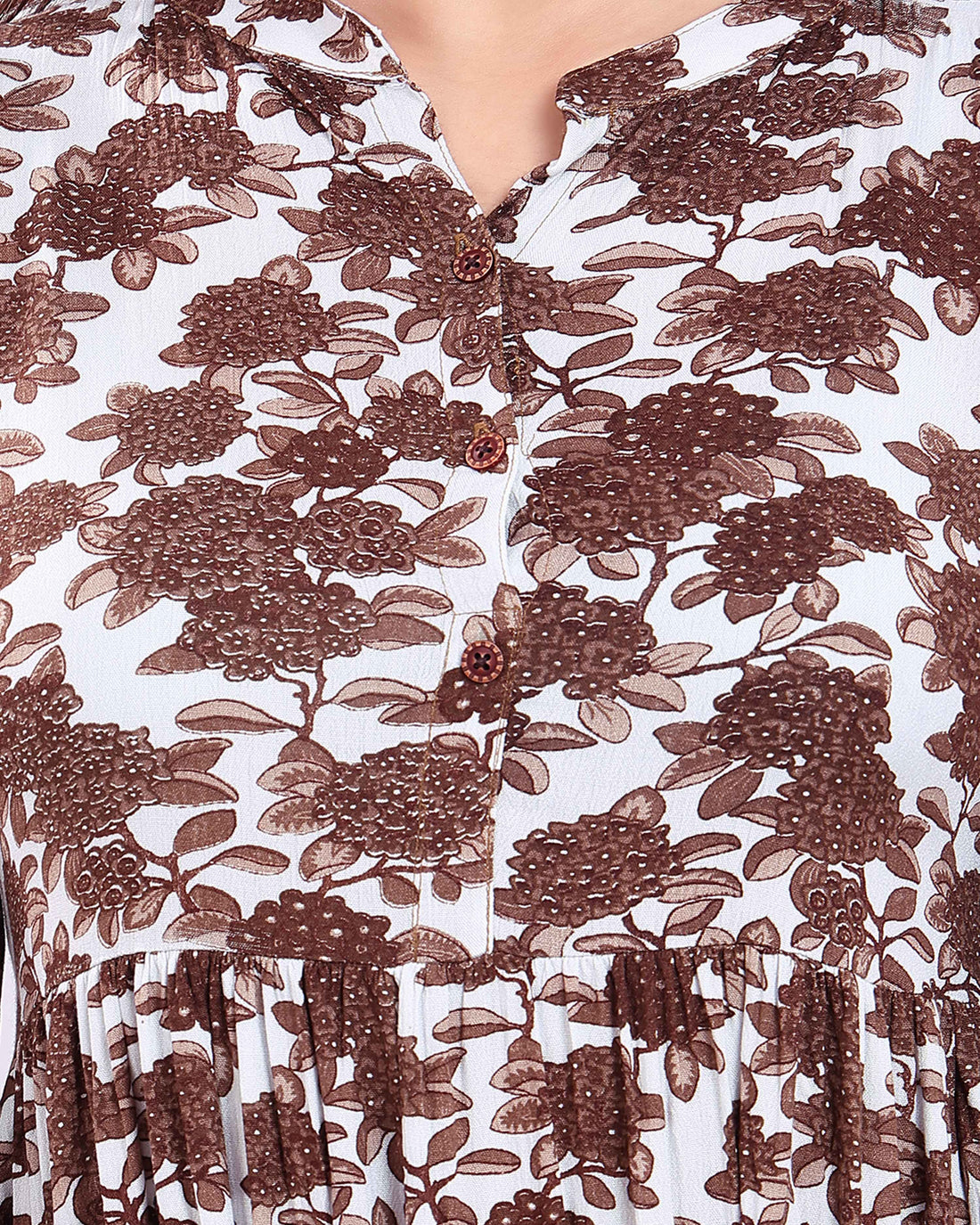Designer Brown Floral Printed Women's Kurti