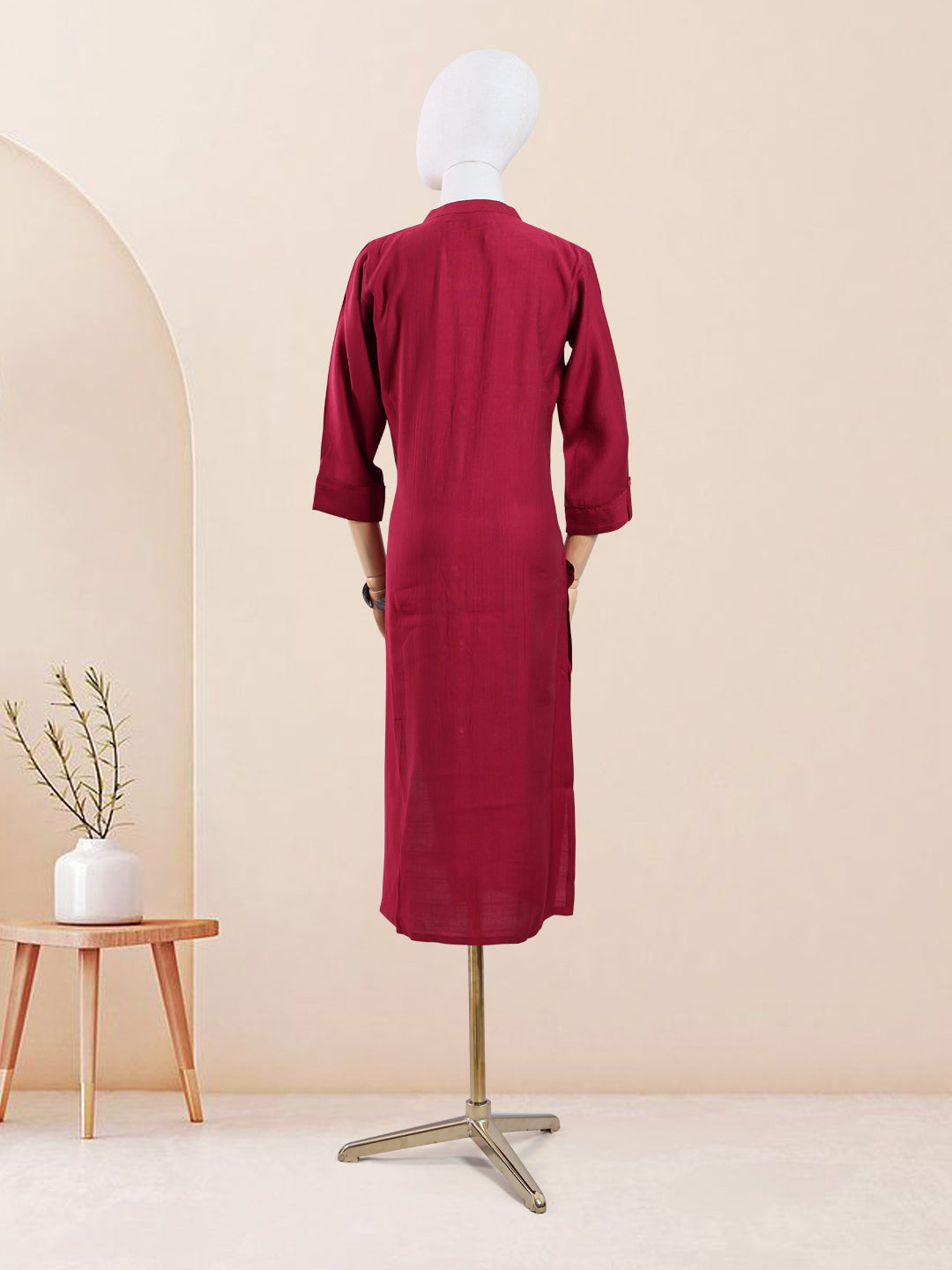 Designer Maroon Color Stripes Women's Kurti