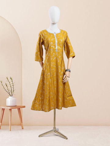 Designer Yellow Color Embroidery Women's Kurti
