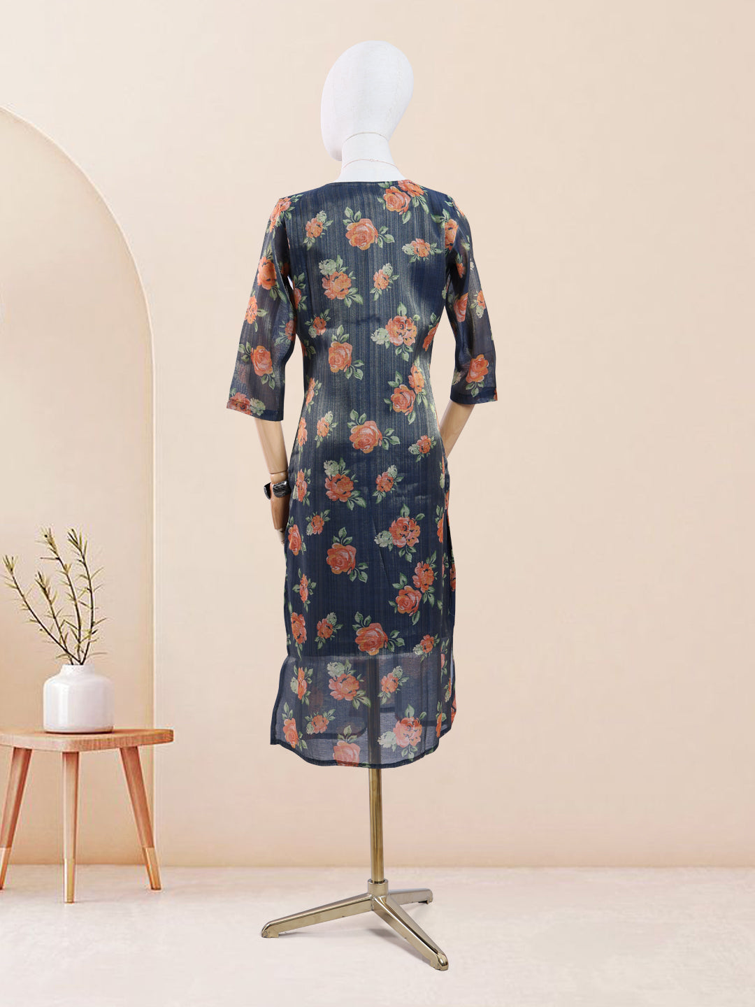 Designer Teal Blue Color Printed Women's Kurti