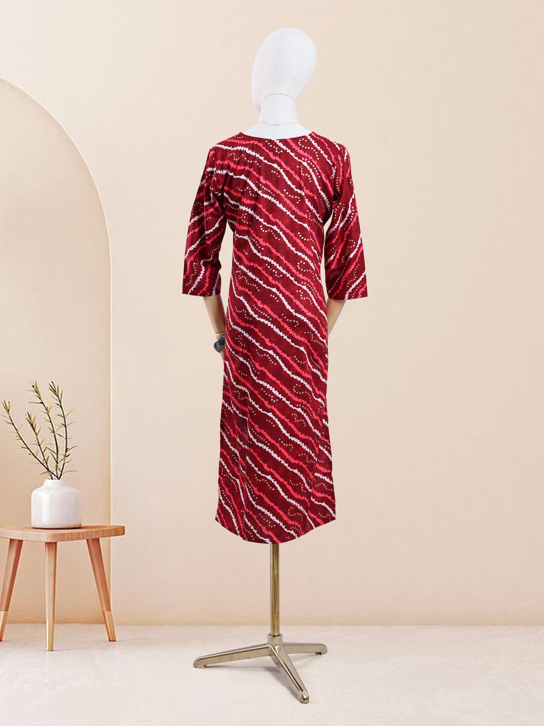 Designer Red Color Bandhani Design Women's Kurti