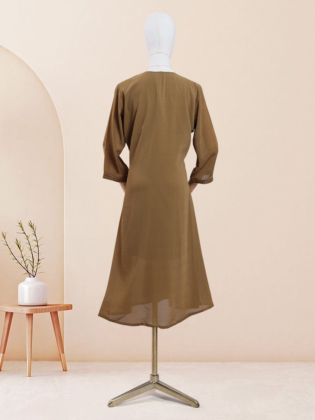 Designer Brown Color Embroidered Women's Kurti