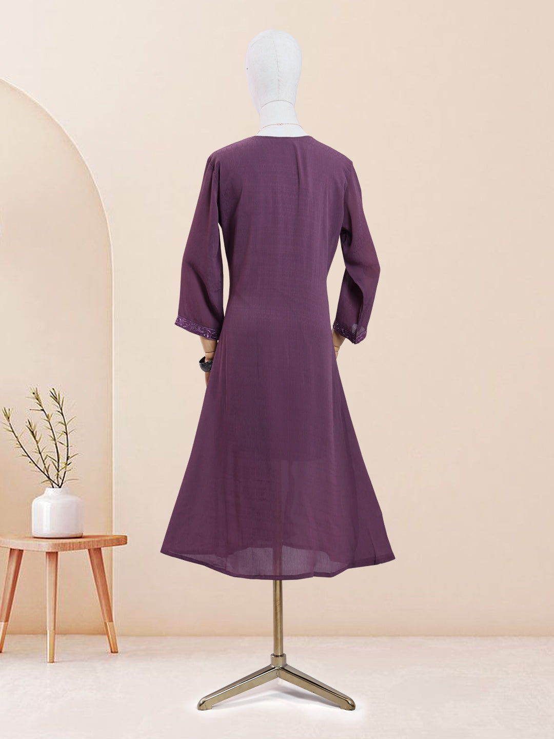 Designer Purple Color Embroidered Women's Kurti