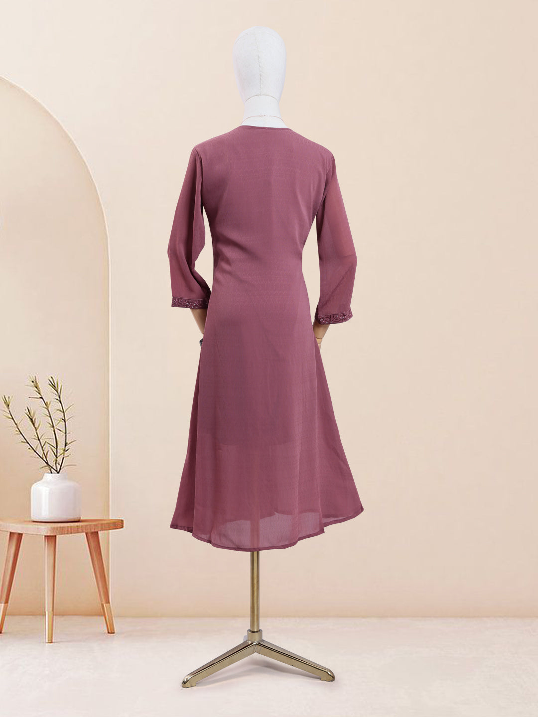 Designer Burgundy Color Embroidered Women's Kurti