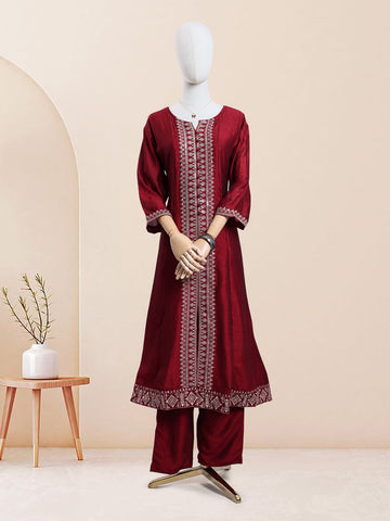 Maroon Colour Readymade Salwar Set