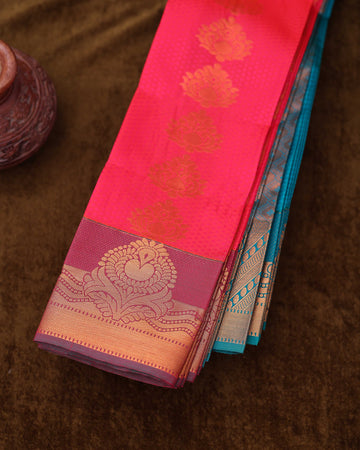 Magenta Pink Colour Copper Zari Aparna Saree