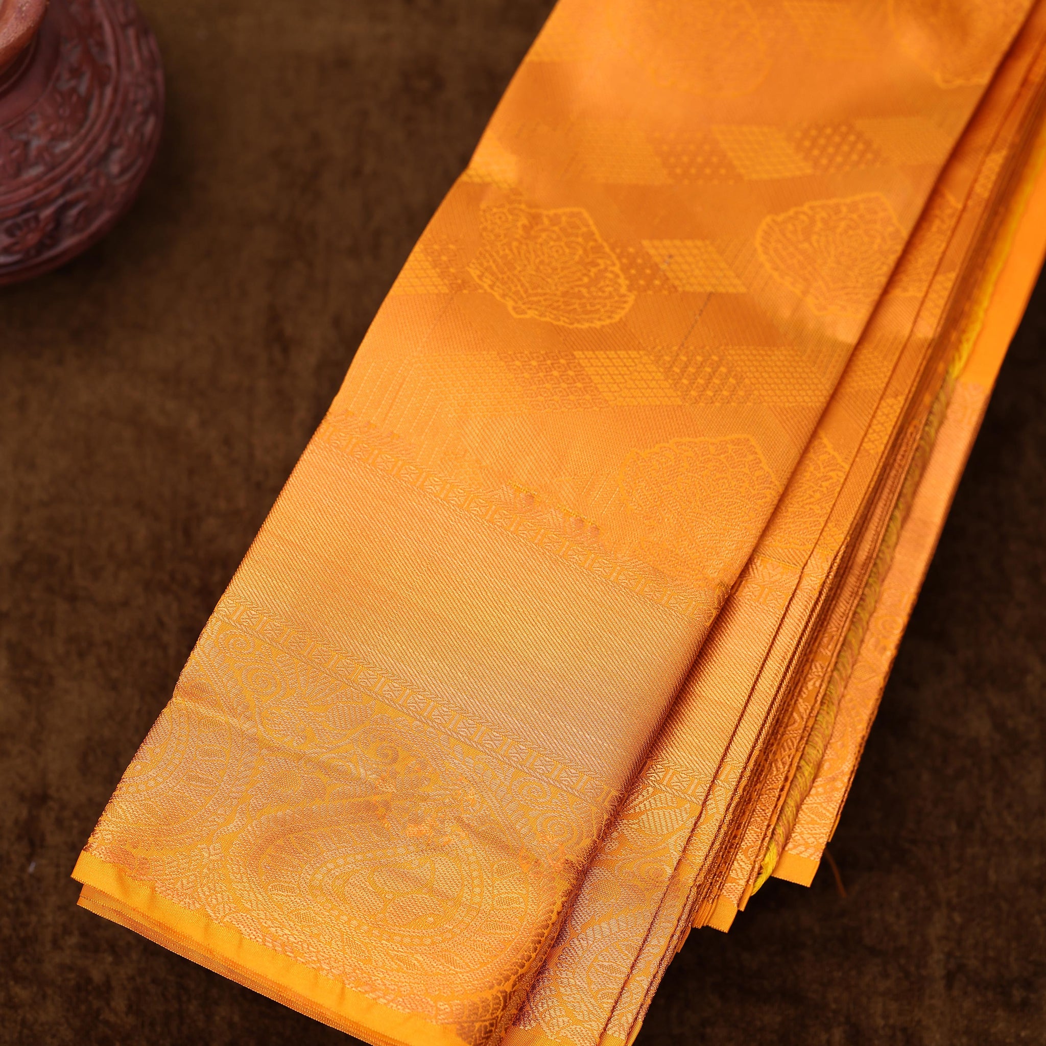 Mustard Colour Copper Zari Aparna Saree