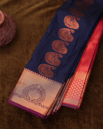 Navy Blue Colour Copper Zari Aparna Saree
