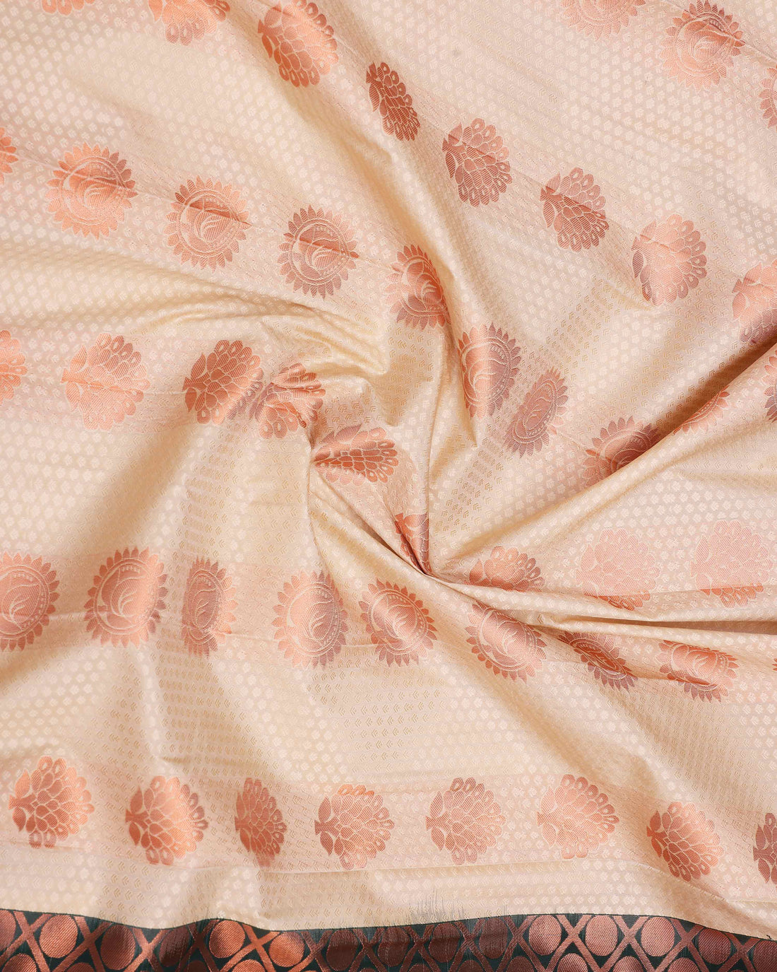 Cream Colour Copper Zari Aparna Saree