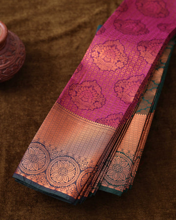 Pink Colour Copper Zari Aparna Saree