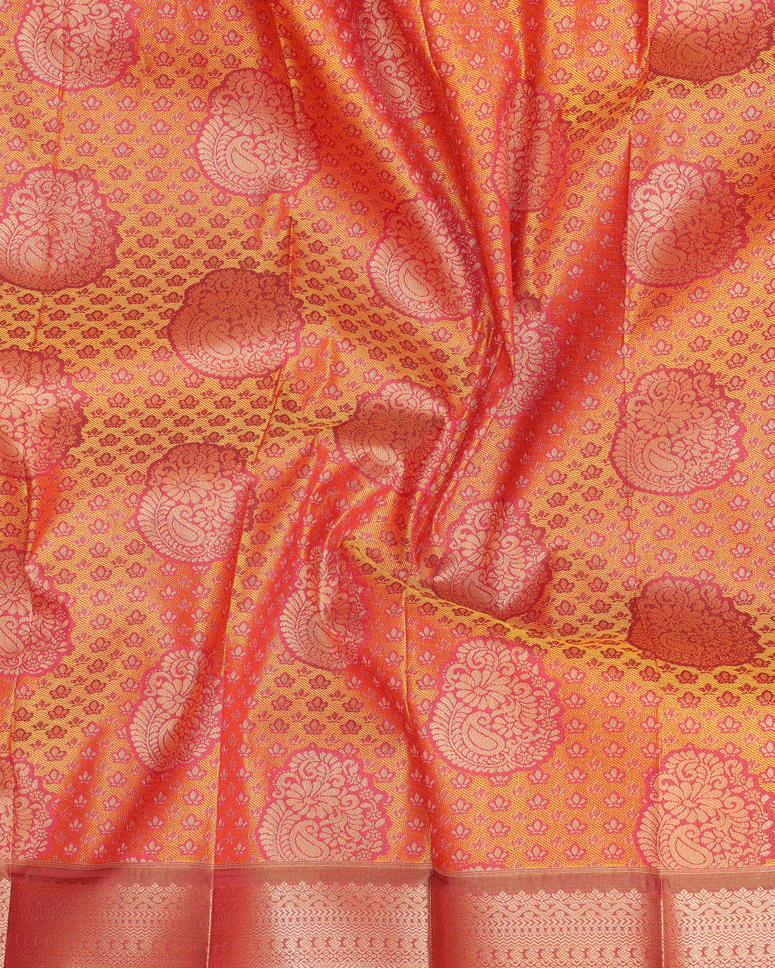 Orange Colour Copper Zari Aparna Saree