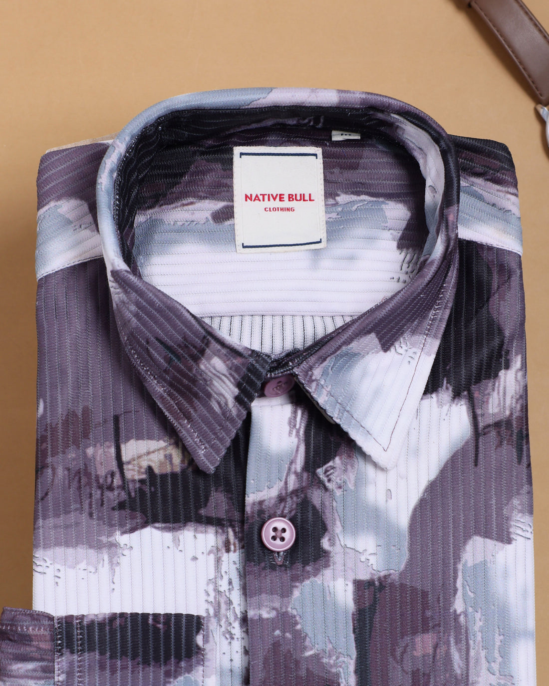 Nativebull Men's Abstract Printed Full Sleeve Spread Collar Casual Shirt - Purple