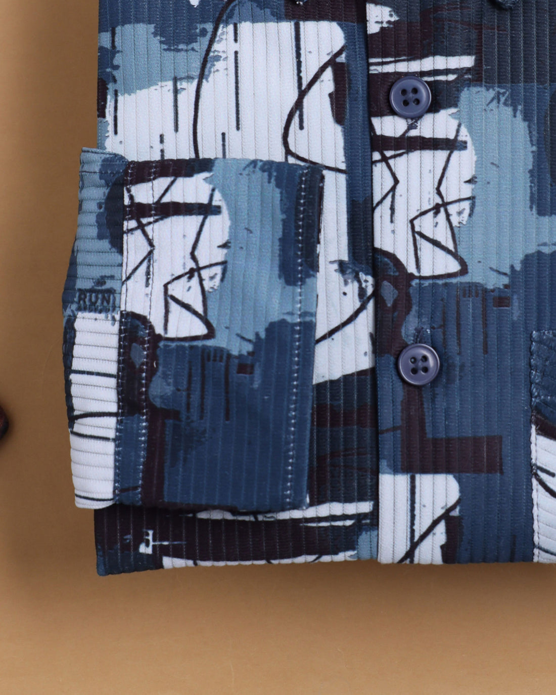 Nativebull Men's Abstract Printed Full Sleeve Casual Shirt with Spread Collar and Curved - Blue