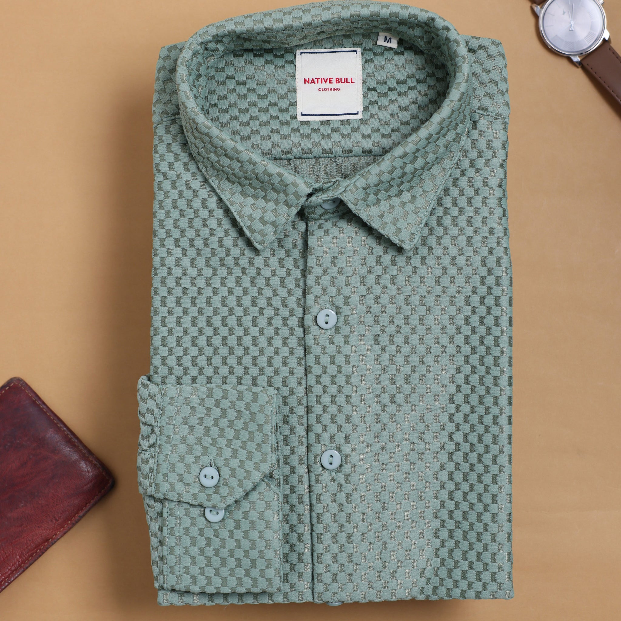 Nativebull green colour casual shirt