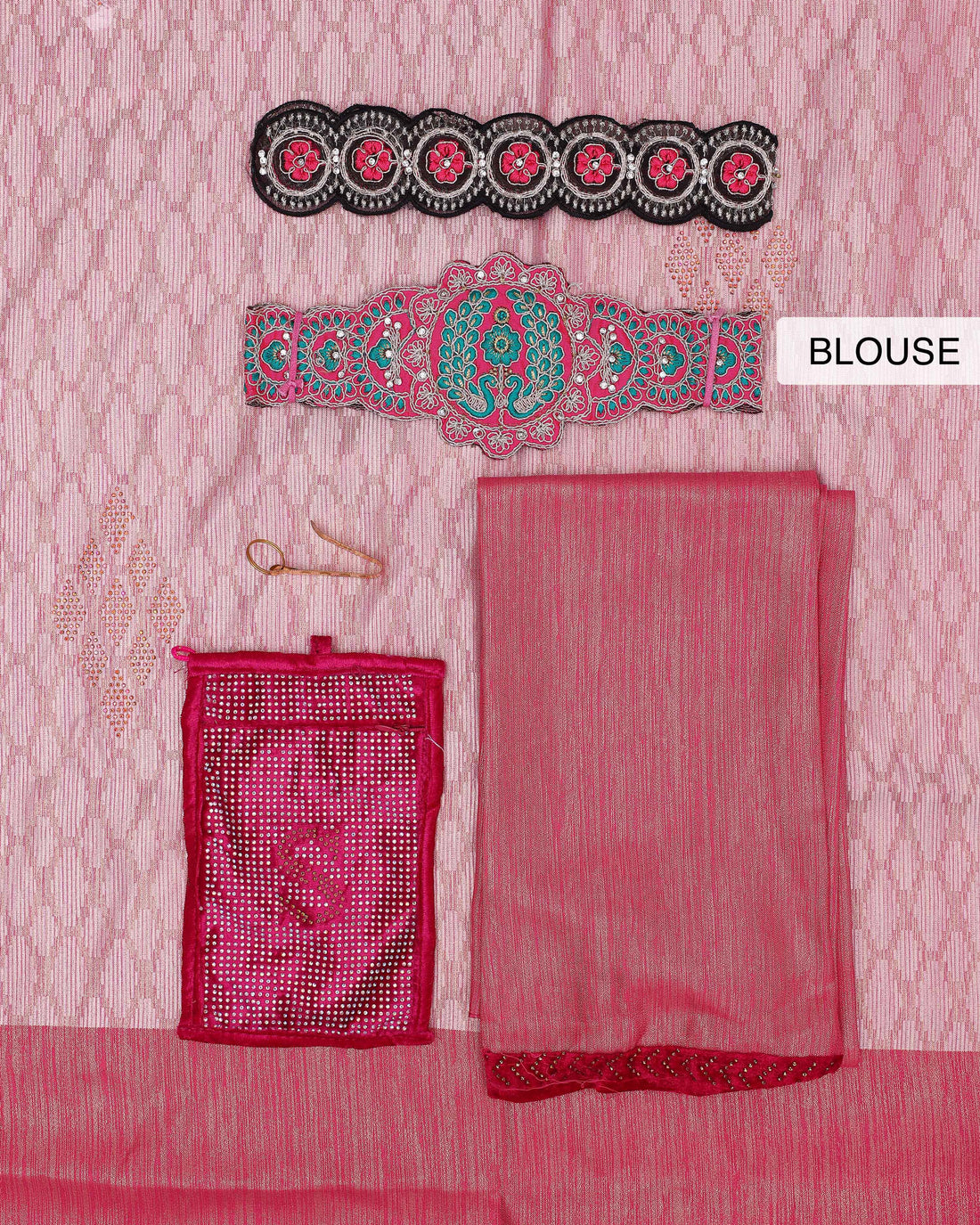 Elegant Fancy Saree with Intricate Weave & Tasseled Pallu - Pink