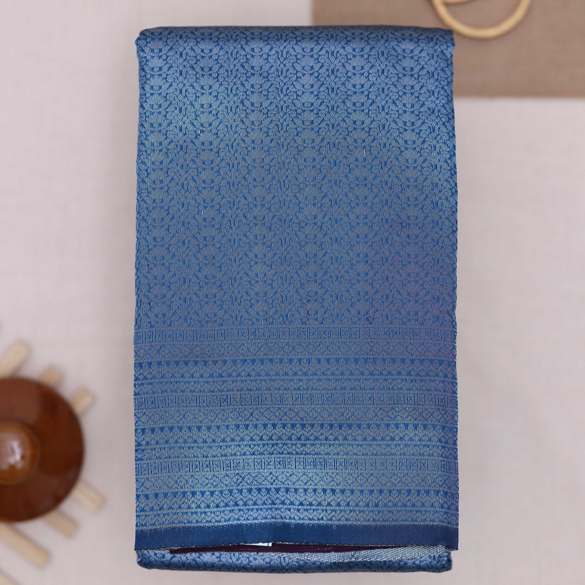 Blue color lichi silk saree