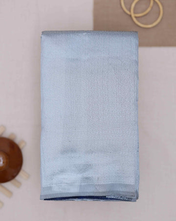 Grey color lichi silk saree
