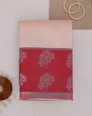 Peach color lichi silk saree