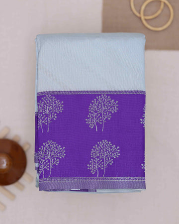 Silver color lichi silk saree