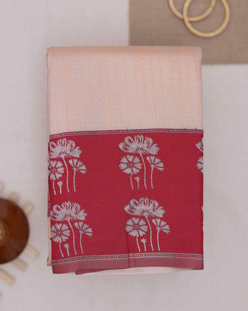 Peach color lichi silk saree