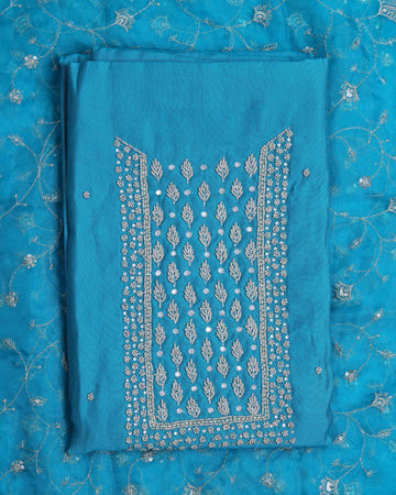 Blue Unstitched Salwar Material