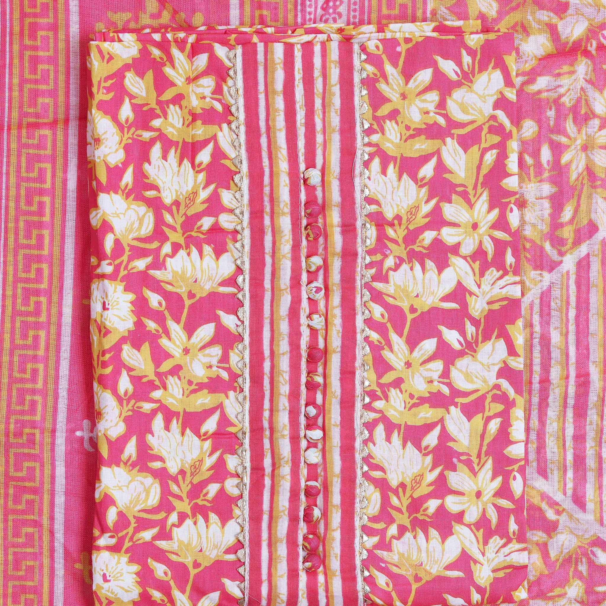 Pink Unstitched Salwar Material