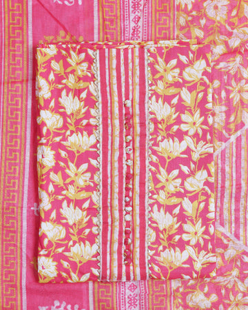Pink Unstitched Salwar Material