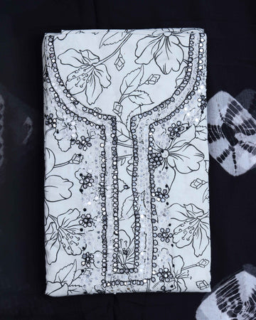 White Unstitched Salwar Material