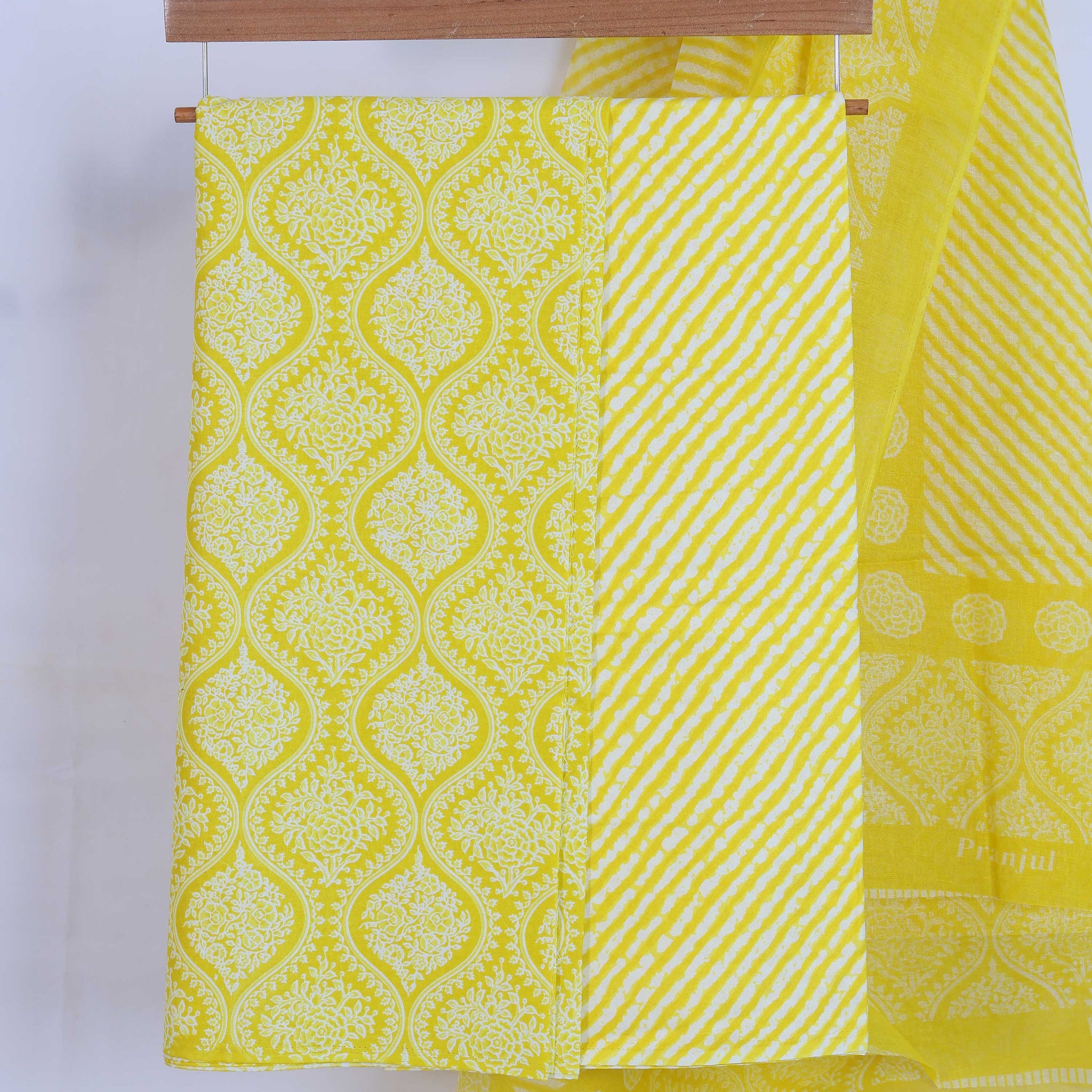 Lime Yellow Unstitched Salwar Material