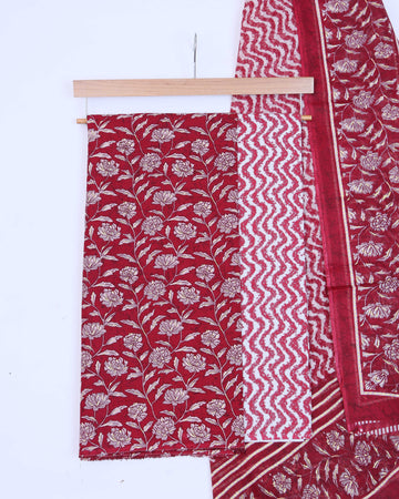 Red Unstitched Salwar Material