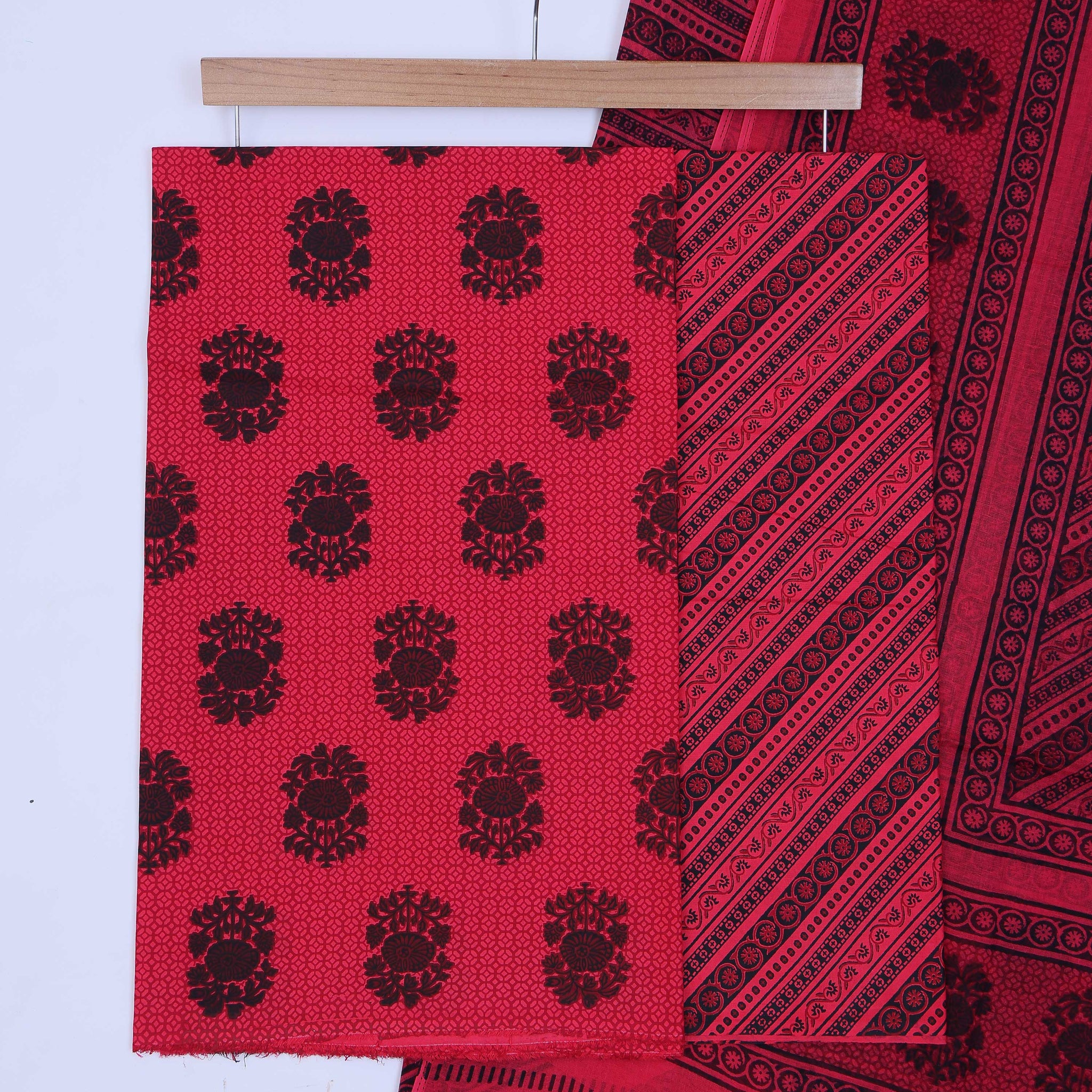 Red Unstitched Salwar Material