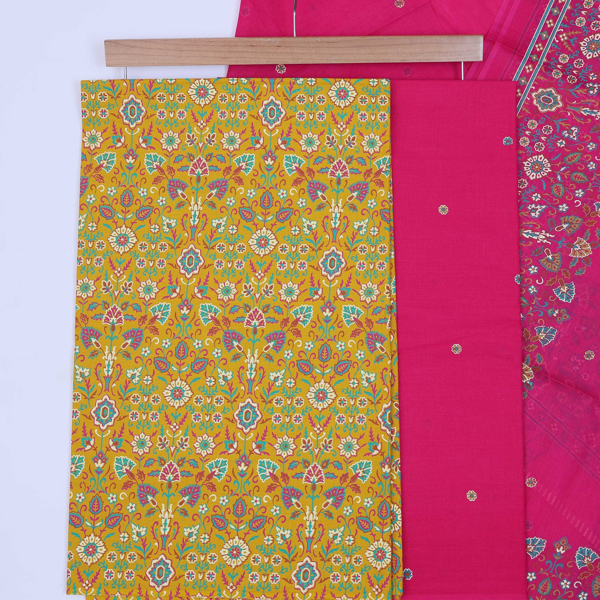 Yellow Unstitched Salwar Material