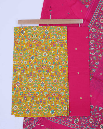 Yellow Unstitched Salwar Material