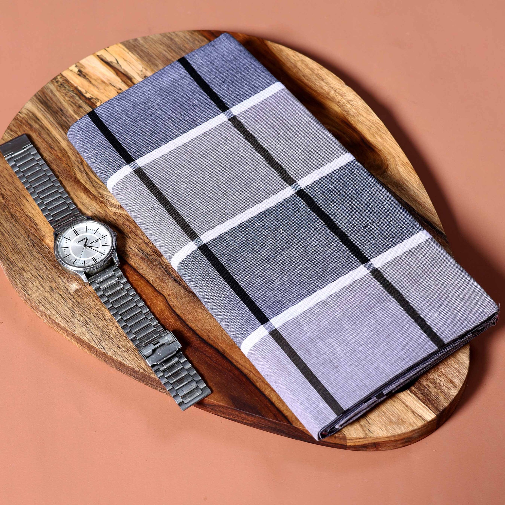 Jkt Brand Men's Premium Cotton Checked Lungi Stitched - Grey 