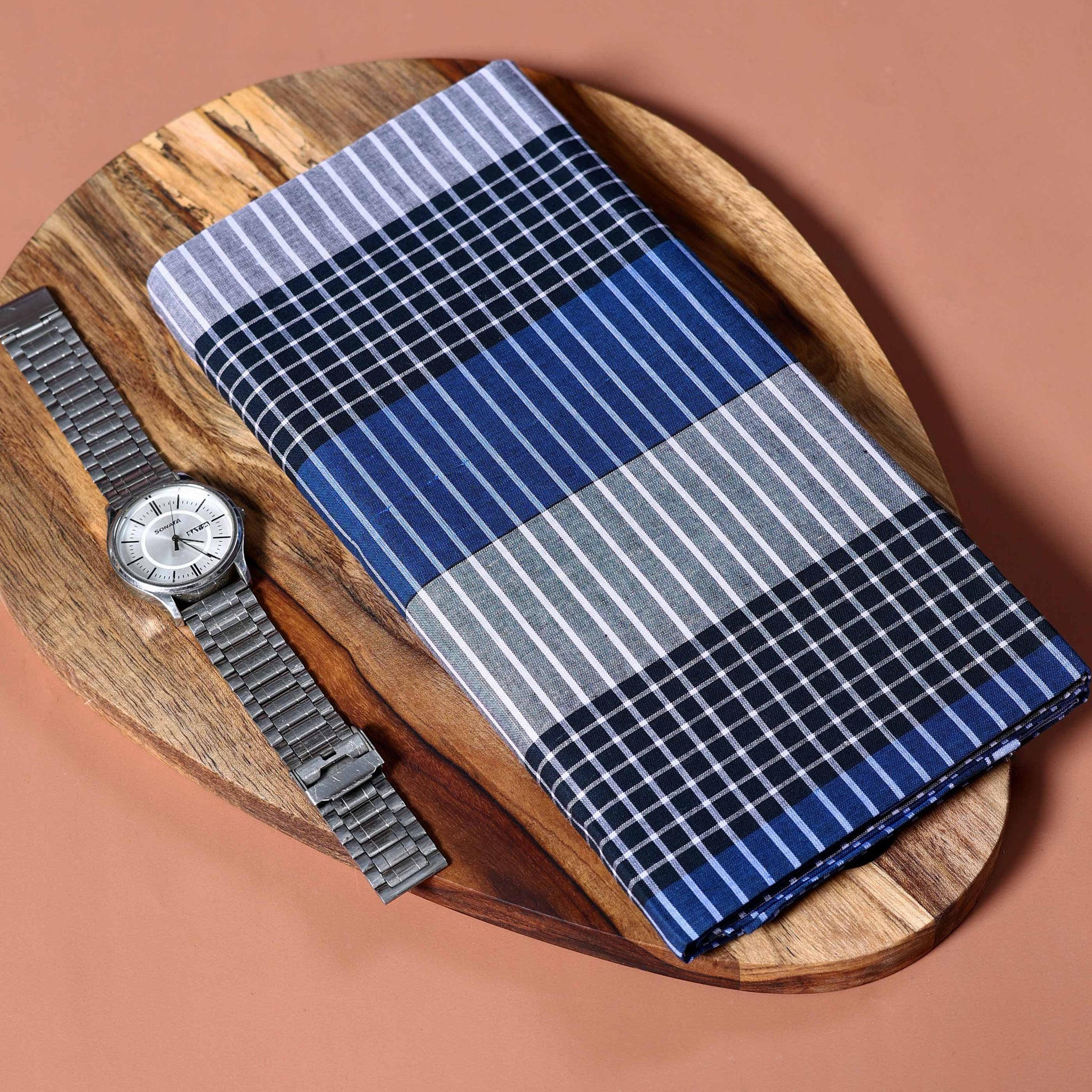 Jkt Brand Men's Premium Cotton Checked Lungi Stitched - Multi-fifteen