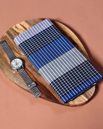 Jkt Brand Men's Premium Cotton Checked Lungi Stitched - Multi-fifteen