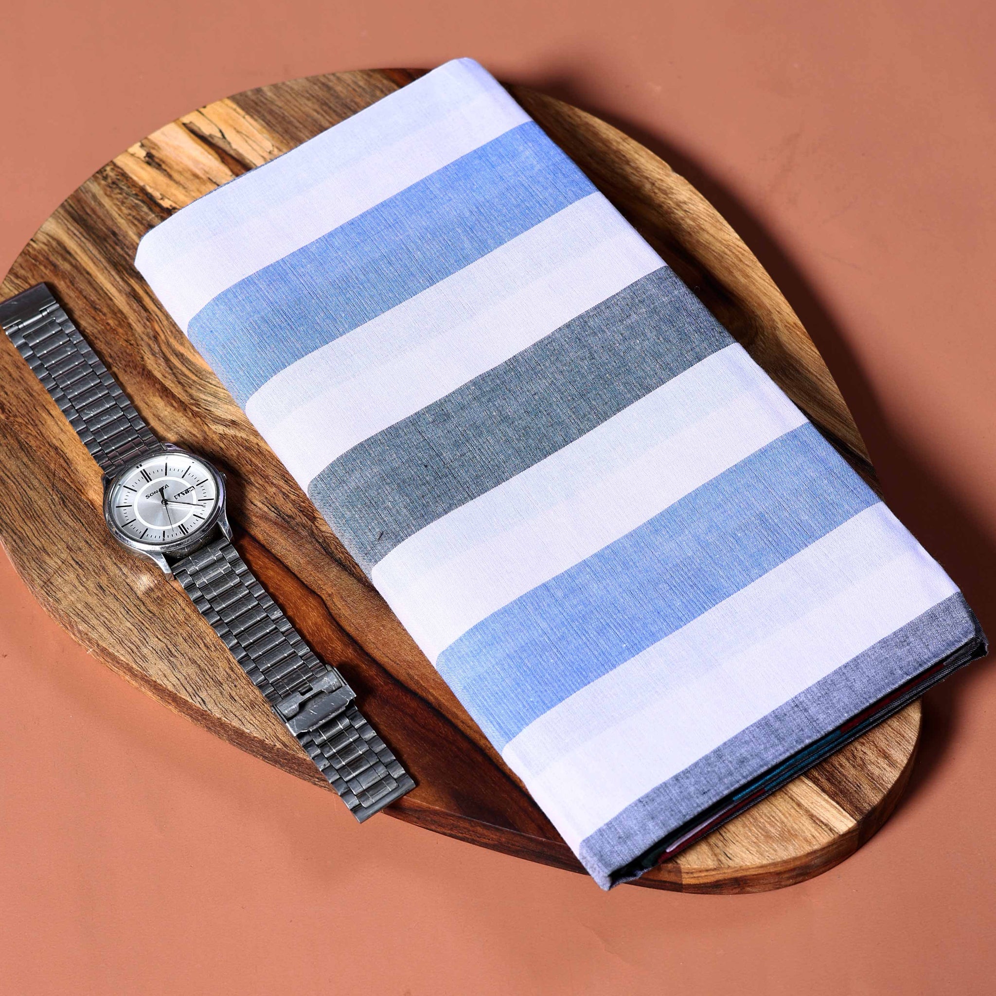 Jkt Brand Men's Premium Cotton Striped Lungi Stitched - White