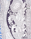 Kalamkari Hand-Block Printed Cotton Saree with Traditional Floral & Paisley Motifs - Pallu