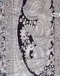 Kalamkari Handblock Print Cotton Saree with Floral & Paisley Border - Pallu