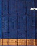 Kanchipuram Pure Silk Handloom Saree with Zari Weave and Traditional Motifs - Blue-Blouse