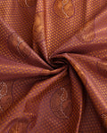 Kanchipuram Pure Silk Handloom Saree with Zari Weave and Traditional Motifs - Purple-Close Up