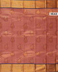 Kanchipuram Pure Silk Handloom Saree with Zari Weave and Traditional Motifs - Purple-Head