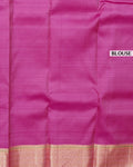 Kanchipuram Pure Silk Saree with Elegant Gold Zari Border & Subtle Butti Weave - Pink-Blouse