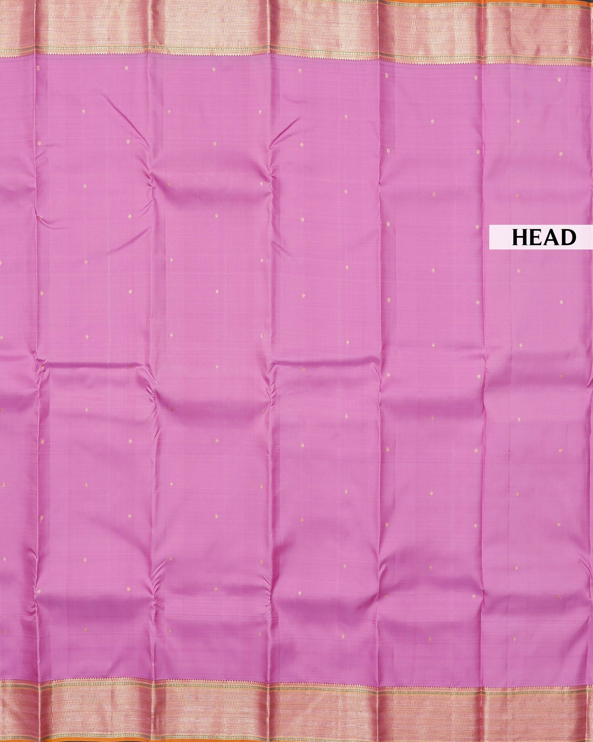 Kanchipuram Pure Silk Saree with Elegant Gold Zari Border & Subtle Butti Weave - Pink-Head