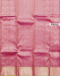 Kanchipuram Pure Silk Saree with Elegant Gold Zari Border & Subtle Butti Weave - Pink-Pallu